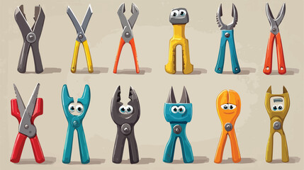 Fototapeta premium Funny Cartoon Nippers DIY Building Tool Character