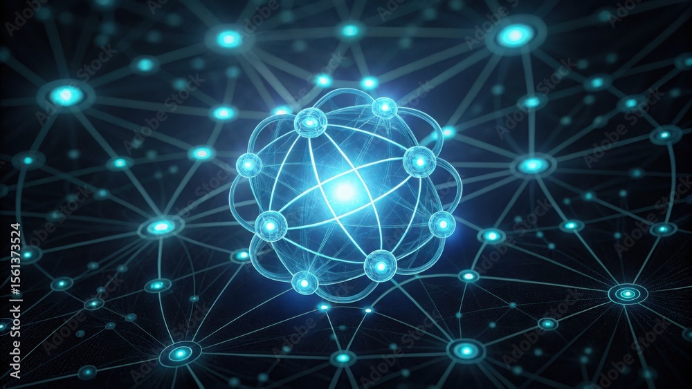 Poster Bright Photons Forming Nodes in a Digital Network Visualization