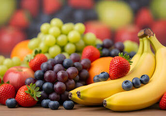 A colorful assortment of fresh and ripe fruits, perfect for a healthy and delicious snack.