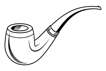 Antique Tobacco Pipe in Retro Style Isolated on White Background