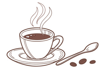 Obraz premium Morning Coffee Cup Scene Minimal Design for Cafe and Beverage Branding