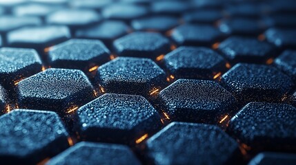 Fototapeta premium Abstract hexagonal pattern, glowing, futuristic texture
