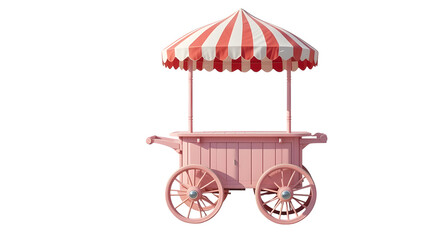 Isolated pink candy cart food stall with striped awning for market sales and events display prop rental 100 on transparent background