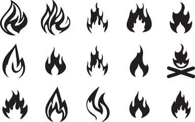 Fire and Flame Solid Icons Set – Flame, Burn, Heat, Wildfire, Emergency, Hot, Energy, Fire Icon, Solid, Bold, Campfire, Danger, Bonfire, Blaze, Heatwave

