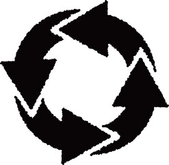 回転している円形の黒い矢印アイコン