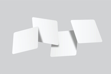 Social media post mockup template design floating isolated on background. Mobile app page ideas for portfolios, client presentations, and social media strategies, carousel stories feed. Vector
