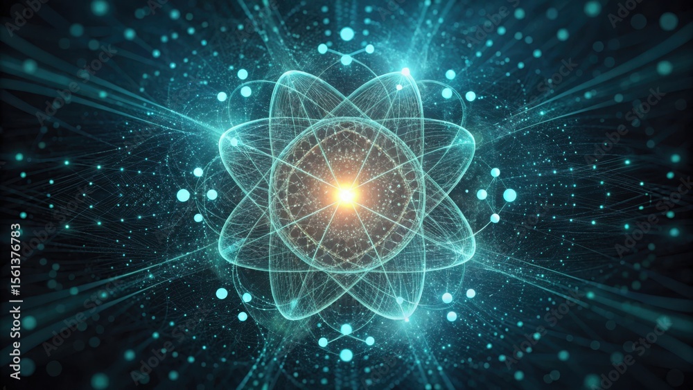 Aufkleber Glowing Particles of Data Encryption in a Futuristic Design