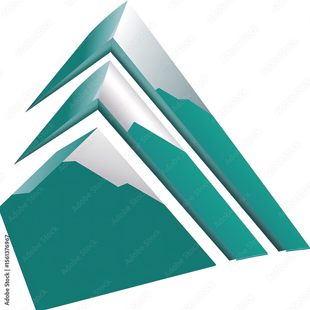 Fototapete three-dimensional geometric shapes in teal and white creating a modern design