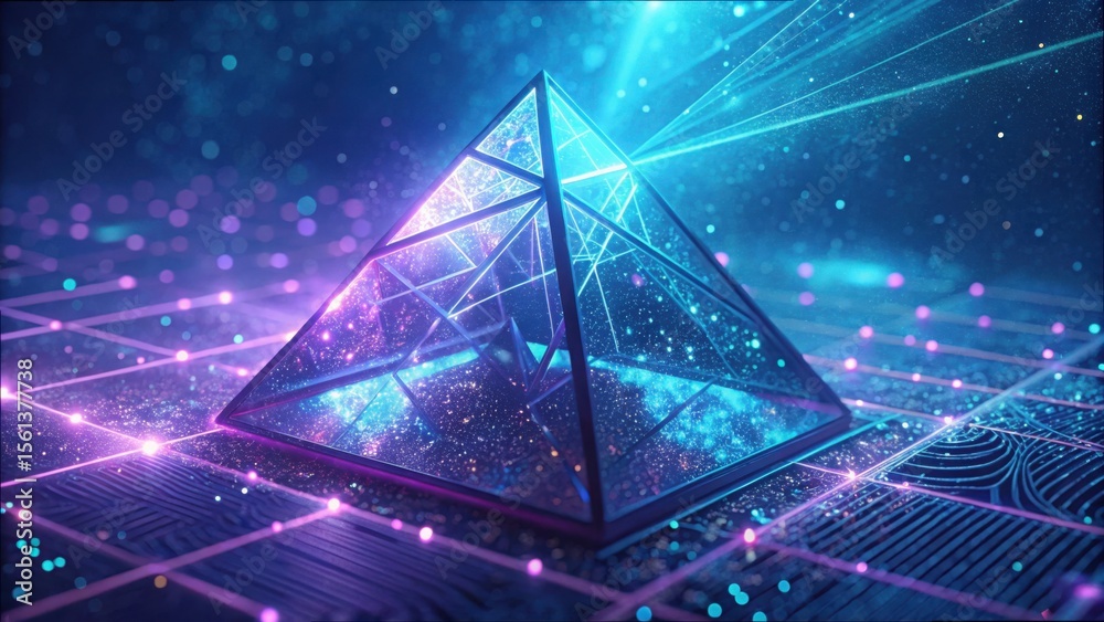 Aufkleber Abstract Concept of Encryption with Prism and Light Rays