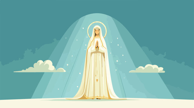 Catholic Virgin of Fatima Flat Vector Illustration