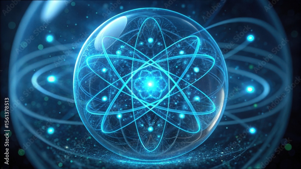 Poster close-up view of entangled photons in a glass sphere