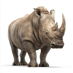 Obraz premium Majestic White Rhinoceros Portrait , white background cut out PNG