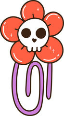 Fototapeta premium Halloween Flower Paper Clip with Skull Decoration