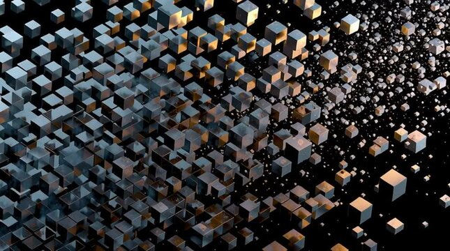 Entropy Visualization with Cubes Transitioning into Chaos