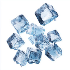 Obraz premium Floating Ice Cubes - A Refreshing Visual , white background cut out PNG
