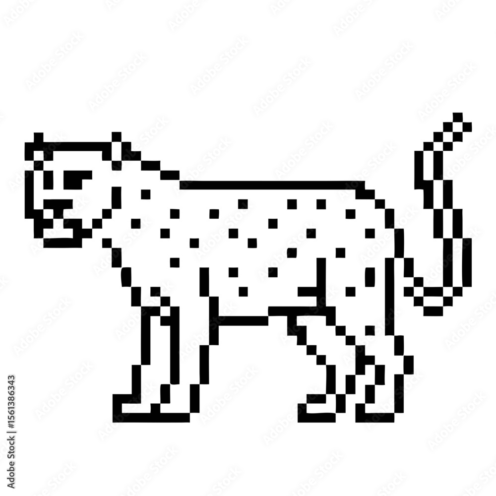 Fototapete pixel outline of a cheetah in pixel art style highlighting agility and speed