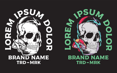 Vector mushroom skull t shirt design template