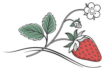 Obraz premium Strawberry Illustration in Clean Minimal Style for Organic Fruit Branding