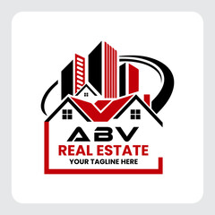 Fototapeta premium Letter ABV building vector, ABV initial construction. ABV real estate. ABV home letter logo design, ABV real estate Logo , Style home logo