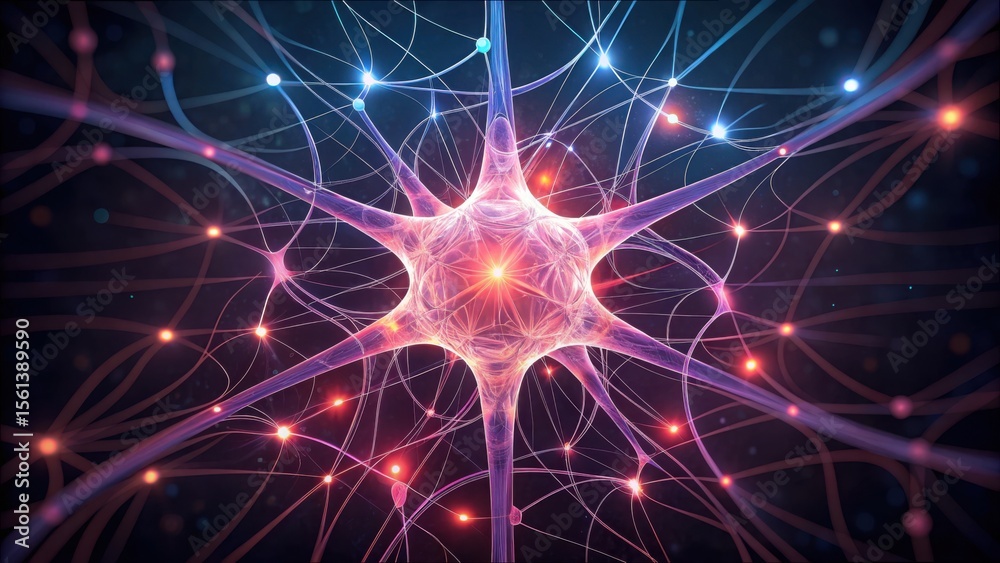 Aufkleber Intricate Neural Network with Signals Traveling in Digital Space