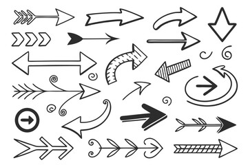 Hand-Drawn Sketch Arrows in Vector Format. Black Curved and Circular Arrow Icons for Creative Infographics, Navigation UI Layouts, and Design Presentation Projects.

