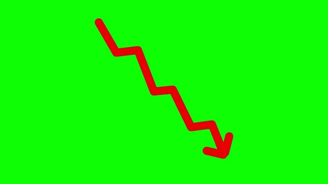 Red Down Arrow Icon: Isolated Business Downfall, Stock Market & Economic Decline