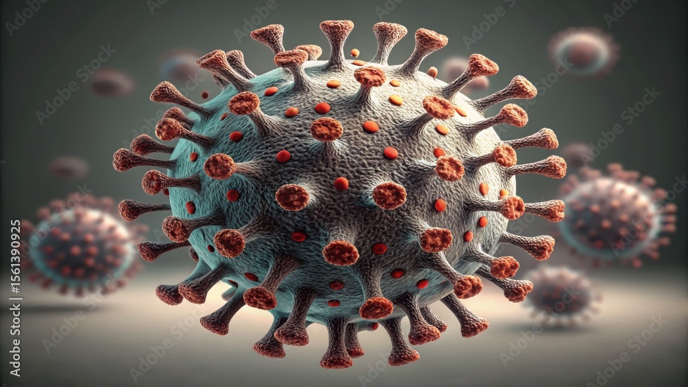 Poster detailed microscopic structure of virus on standard surface