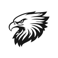 Obraz premium Eagle head logo, bird of prey illustration, wild animal graphic, vintage eagle emblem, aggressive bird design