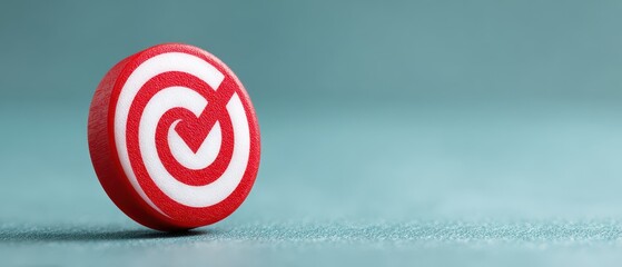 Red and White Target Symbol on Teal Surface