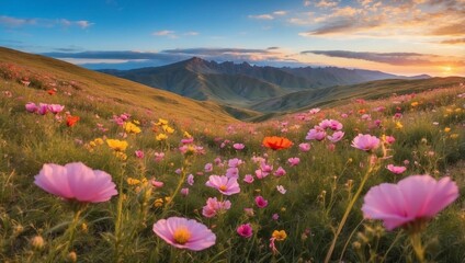 Wildflowers Dance Across the Sunny Hillside
