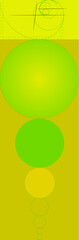 Golden ratio, Fibonacci spiral with circles in lime colors