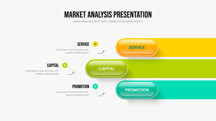 Marketing Introduction Three Option Diagram Frame Template. Digital Briefing 3 Step Infographic Presentation Design. Professional Visualization Slideshow Layout Vector Illustration.