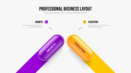 Investor Planning 2 Option Infographic Presentation Template. Financial Innovation Frame Layout Vector Illustration. Consulting Strategy Two Element Diagram Slide Design.