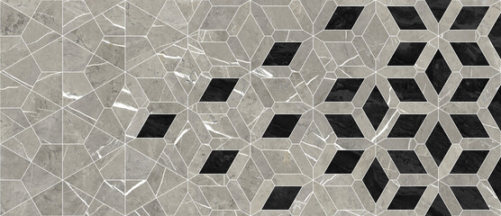 Modern seamless geometric pattern with natural textures: marble, wood, stone, cement, terrazzo. Ideal for interior design, wallpaper, packaging, textiles, tiles, and parquet flooring.	