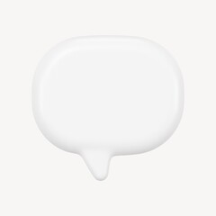 Naklejka na ściany i meble White speech bubble clipart, 3D shape, marketing graphic
