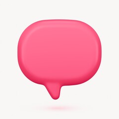 Red speech bubble clipart, 3D shape, marketing graphic