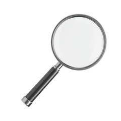3D realistic magnifying glass for search, research, investigation, or discovery concept isolated on a transparent background, png, cutout