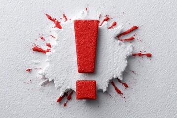Clean white background with large red exclamation mark in center.