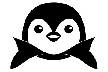 Fototapeta premium vector illustration of cartoon penguin head with ribbon