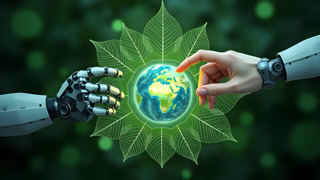 Top-down View of Hands and Mandala Leaf over Earth