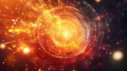 Intricate, swirling, fiery, abstract, concentric circles design.