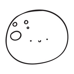 Cute moon. Outline design. Vector illustration on white background.