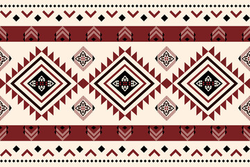 Navajo-inspired southwest seamless pattern with Native American and Aztec ethnic diamond motifs in burgundy and cream tones, perfect for textiles, rustic decor, or tribal fashion themes.
