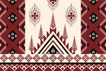 Navajo-inspired southwest seamless pattern with Native American and Aztec ethnic diamond motifs in burgundy and cream tones, perfect for textiles, rustic decor, or tribal fashion themes.