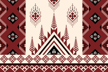 Navajo-inspired southwest seamless pattern with Native American and Aztec ethnic diamond motifs in burgundy and cream tones, perfect for textiles, rustic decor, or tribal fashion themes.