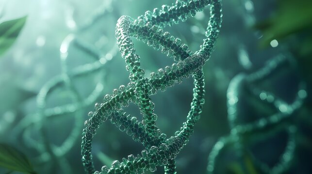 Detailed visual representation of a double helix DNA strand.