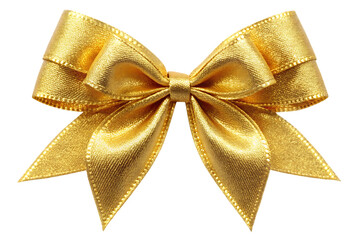  beautifu golden ribbon bow isolated on white background, PNG