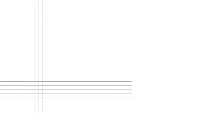 Vertical, horizontal margin lines slide over clean simple white screen