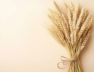 Wheat Ears Bunch on Beige Background