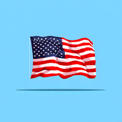 Obraz premium Simple Waving American Flag on Blue Background